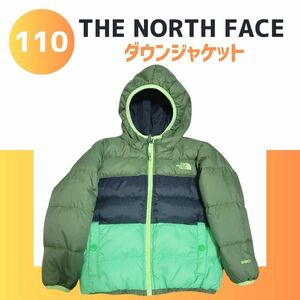  North Face пуховик двусторонний 110 Kids зеленый вышивка Logo 