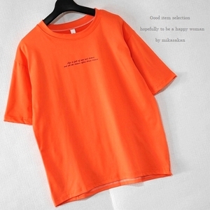 ■未使用・アウトレット■tk/シンプル胸ロゴレディースTシャツ/オレンジ/Lサイズ