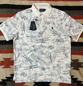  Ralph Lauren polo-shirt M size airplane white navy Ralph Lauren short sleeves [ new goods unused ] deer . material short sleeves shirt total pattern POLO