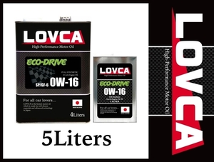 ■送料無料■LOVCA ECO-DRIVE 0W-16 5L SP/GF-6 100％全合成油 日本製 ラブカ■LED016-5
