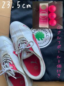 PUMAゴルフシューズ☆レディース23.5cm☆新品ゴルフボール3個☆ダンロップ SUPER HI-BRID LADY付き