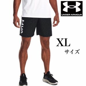 新品未使用　UNDER ARMOUR ウーブンパンツ ブラック　XLサイズ　アンダーアーマー　ブラック　エンボス　ショーツ