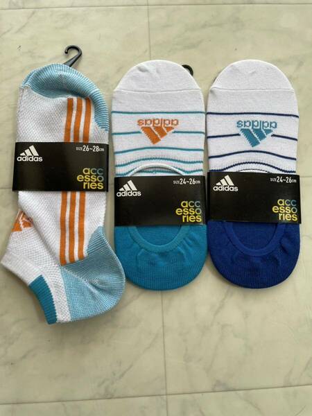 新品　アディダス adidas ソックス 靴下 3足セット　26-28㎝