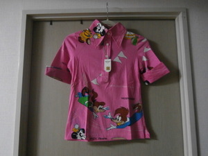新品未使用　昭和レトロ　ｍｉｔｕｗａ　ｂｏｕｔｉｑｕｅ　ＫＯＢＥ　ウッドペッカーキャラクターシャツ（ピンク）サイズ9
