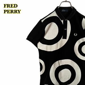 FRED PERRY フレッドペリー　半袖ポロシャツ　ワンポイント刺繍　黒白　メンズ　 Sサイズ　【AY1677】