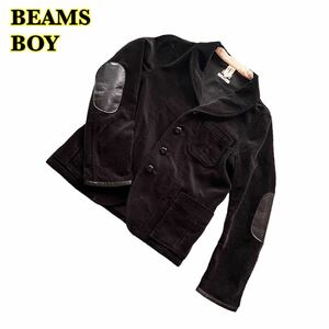 BEAMS BOY Beams Boy corduroy jacket black elbow patch lady's size unknown [AY1684]