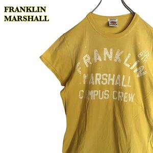 FRANKLIN MARSHALL Frank Lynn Marshall short sleeves T-shirt Logo print yellow color damage processing S size [AY1699]