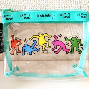 新品　未使用　Keith Haring キースヘリング クリア 台形 ポーチ 小物入れ ユニセックス 旅行 メイクポーチ bag ビニール 機内持ち込み