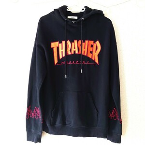 THRASHER x jouetie ジュエティ コラボ 別注アイテム スラッシャー fire フーディー トレーナー スエット スケータ スケボー ブラック 黒