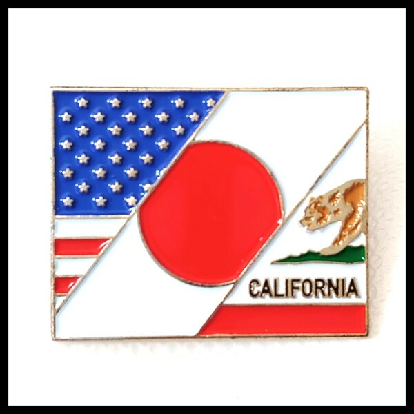 ヴィンテージ USA Japan California アメリカ 国旗 x 日本 国旗 x カリフォルニア州旗 mixed pins 記念ピンバッジ 米国 Japan ピン ピンズ