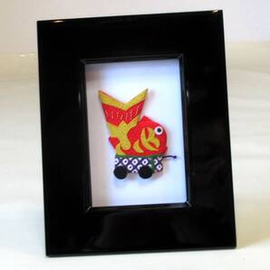 ★かわいいちりめん飾り♪会津塗木製黒塗飾りスタンド 鯛車★送料無料★写真立にも