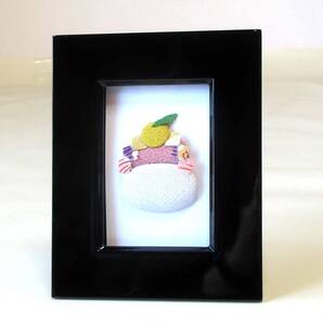 ★かわいいちりめん飾り♪会津塗木製黒塗飾りスタンド 鏡餅★送料無料★写真立にも