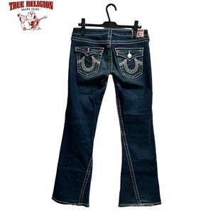 【USA製】TRUE RELIGION BOOT CUT DENIM W28 白ステッチ　00's y2k ブーツカット デニム