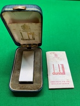 【951】dunhill ダンヒル ガスライター US.RE24163 シルバー（ 着火確認済み）_画像1