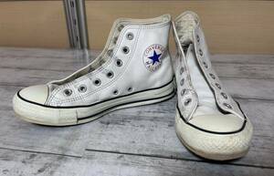 24A05-71N:コンバースCONVERSE　ハイカット　レザー　白　２４．５cm