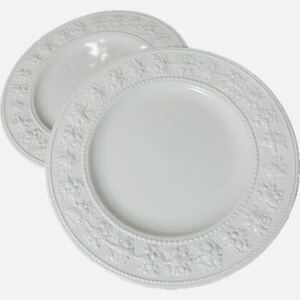 24A05-126N:WEDGWOOD 1995　ウェッジウッド ホワイト プレート 皿　2点　　27×27×2　パスタ皿　大皿　レース模様