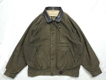 Vintage BARBOUR moleskin blousonオリーブ　L 90s バブアー　モールスキンブルゾン　ハリントンジャケット_画像3