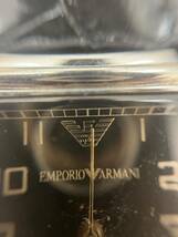 ◎EMPORIO ARMANI エンポリオアルマーニ メンズ腕時計 クオーツ AR-0513 黒文字盤 スクエア レザー 純正ベルト ※動作未確認、ジャンク品_画像5