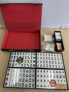 * mah-jong . mah-jong pie mah-jong mah-jong . set retro Showa Retro rhinoceros koro board game case attaching antique 