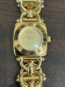 *[ работа товар ]GUCCI Gucci 6400L Gold цвет Gold циферблат женские наручные часы *5/20 батарейка заменена 
