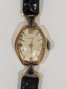 *[ operation goods ]PIERCEpi earth 17 stone 18K stamp gross weight 10g hand winding lady's wristwatch antique 
