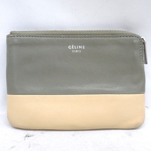 KRTh548867 セリーヌ コインケース バイカラー キーリング グレーｘベージュ系 CELINE 中古