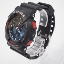 Th959605 カシオ G-SHOCK 腕時計 アナログデジタル GA-100 ブラック系文字盤 クォーツ ブラック×レッド系 メンズ CASIO 良好・中古_画像3