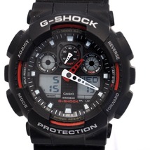 Th959605 カシオ G-SHOCK 腕時計 アナログデジタル GA-100 ブラック系文字盤 クォーツ ブラック×レッド系 メンズ CASIO 良好・中古_画像1