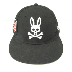 Tj244371 サイコバニー　ニューエラ　Psycho Bunny×NEWERA　バニーロゴキャップ　ブラック　中古