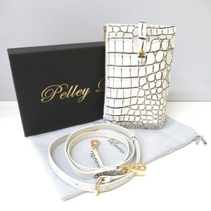 Tj959723 Pele reel soPelley Lusso wallet pouch pochette shoulder pouch crocodile white unused goods 