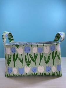  hand made * cloth basket green tulip 