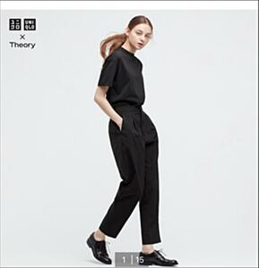 スタイリスト 限定 MB さん絶賛♪ 感動 タック イージー パンツ セットアップ 可能 L 黒 UNIQLO ユニクロ theory セオリー コットンライク