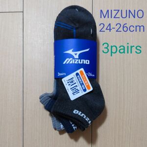 MIZUNO 靴下 スニーカーソックス 3足組 　24-26cm
