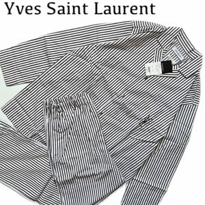 【送料無料】【新品】YvesSaintLaurent イブサンローラン　セットアップ　メンズ　ストライプ　ysl 刺繍　ロゴ　L シャツ　パンツ