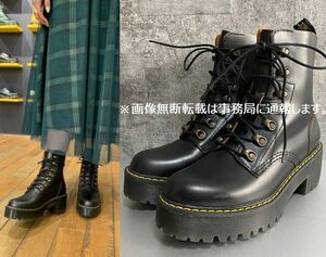 未使用 Dr.Martens ドクター マーチン☆LEONA レオナ ヒール ブーツ/サイズUK5 24㎝ ブラック 黒 定価28080円