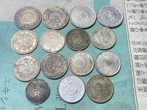 20 sen .10 sen silver coin together 15 pieces set asahi day dragon silver coin old coin modern times sen Meiji ~ Taisho 
