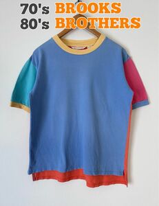 BROOKS BROTHERS ブルックスブラザーズ　Tシャツ　鹿の子　クレイジーパターン　70's 80's 古着