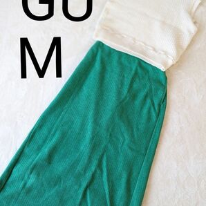 ニット　スカート　セットアップ　Mサイズ GU ホワイト　グリーン