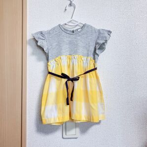 アプレレクール　半袖 女の子 キッズ ワンピース　夏服　80 リボン　チェック　 ベビー　０歳１歳２歳