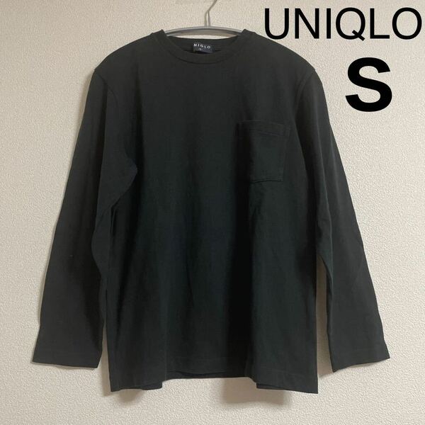 UNIQLO ユニクロ 長袖 トップスTシャツ S ブラック 黒 ポケット 