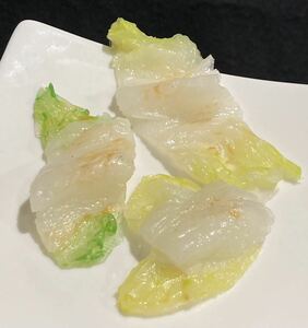 食品サンプル　炒め白菜カット