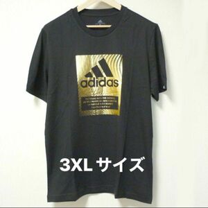 大きいサイズ3XL★アディダス新品黒メンズTシャツ/金(ゴールド)ブラック 半袖Tシャツ