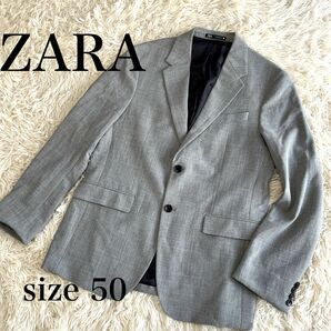 ZARA ザラ ジャケット 50 XL グレー グレンチェック 羽織り 大きいサイズ 春カラー