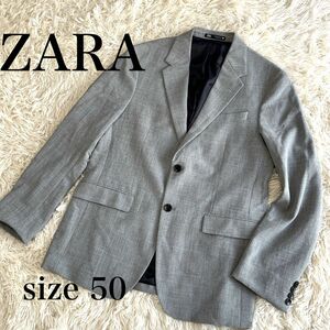 ZARA ザラ ジャケット 50 XL グレー グレンチェック 羽織り 大きいサイズ 春カラー