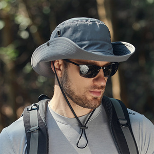  adventure hat UV cut safari hat outdoor man and woman use . manner rope attaching super light weight sunshade gray 