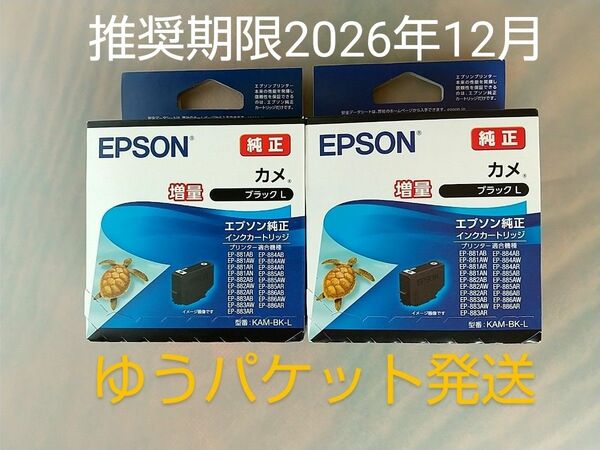 今なら即発送【新品・未使用】【エプソン】【カメ】【増量】 純正インクカートリッジ『ブラック』KAM-BK-L ２個組 EPSON