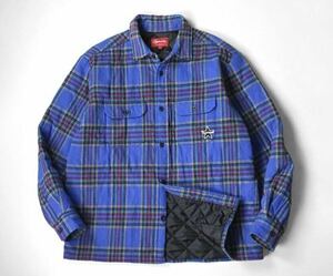 supreme☆Quilted Plaid Flannel Shirt Dusty Royal シュプリーム キルティングフランネルシャツ ブルー系チェック