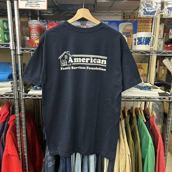 USA古着卸 GILDAN プリントTシャツ L ネイビー 企業物 アメリカ輸入 バックプリント