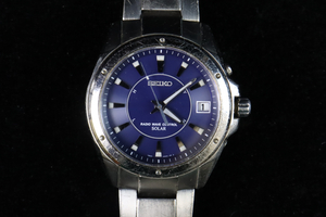 ◎SEIKO 7B42-0AJ0 セイコー 腕時計 RADIO WAVE CONTROL SOLAR シルバーカラー 青文字盤 ファッション 003IDIIB08