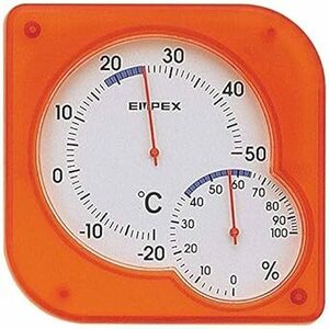 エンペックス気象計 温度湿度計 シュクレmidi温湿度計 日本製 クリアオレンジ TM-560